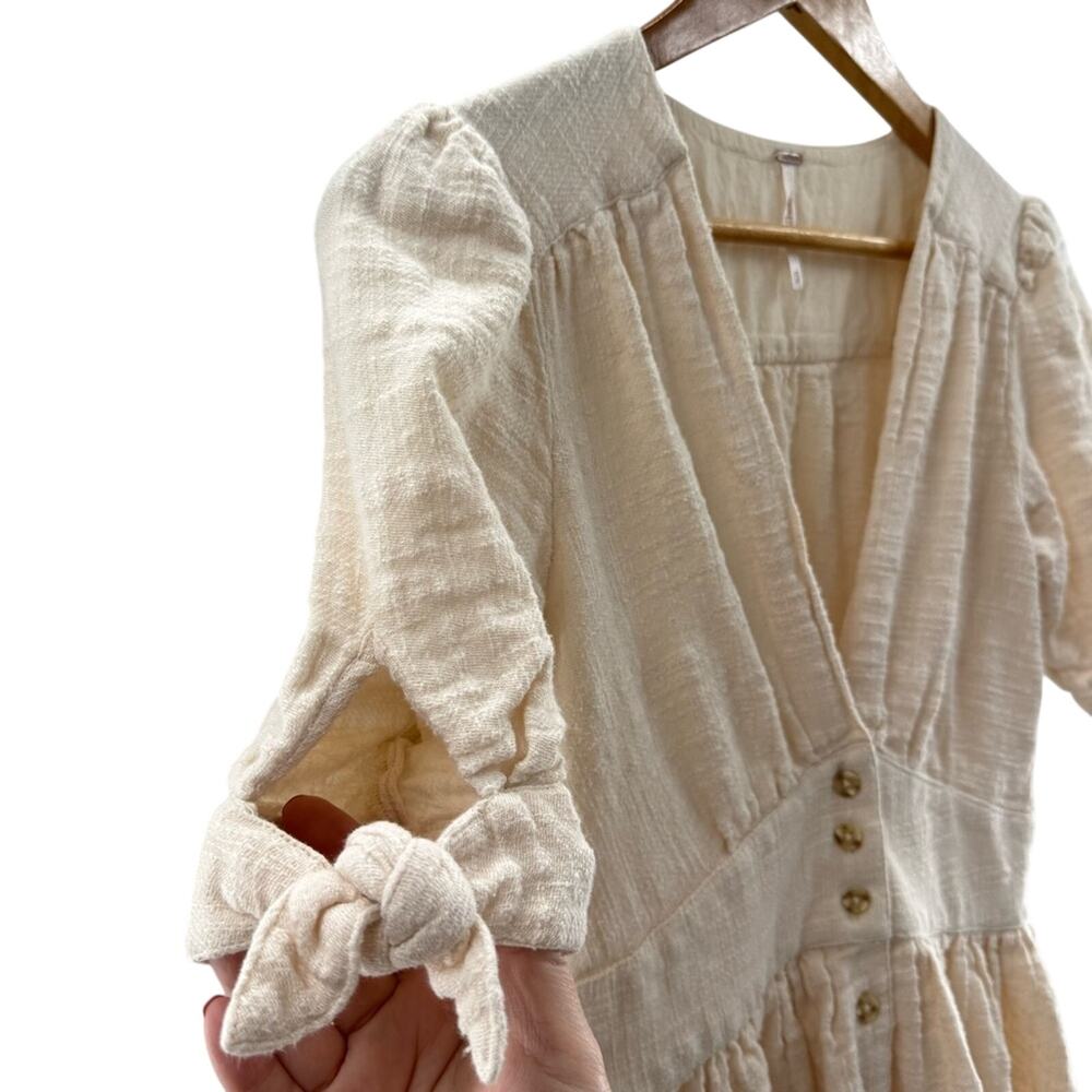 Free People Love of My Life Cotton Gauze Prairie Festival Midi Dress Ivory Boho - Picture 6 of 11